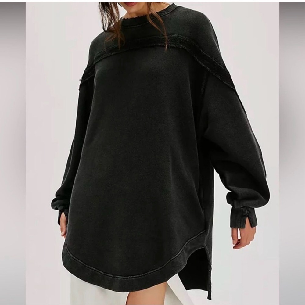 NWT Free People Taylor Tunic Sweatshirt Black